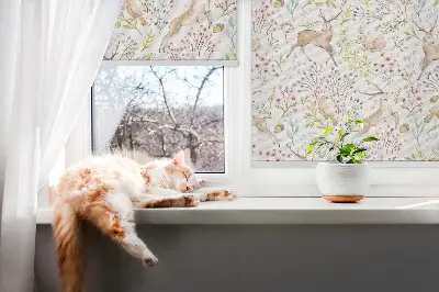 Notranje okensko senčilo Srnjad, ptice in kunci