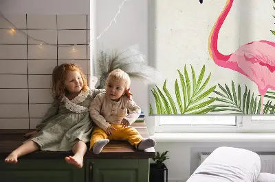 Tekstilno senčilo Flamingi ob listih