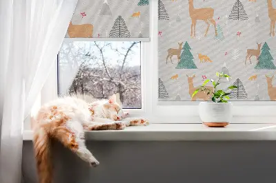 Notranje senčilo za okno Srnjad v gozdu