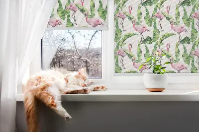Senčilo za balkonska vrata Flamingi ob listih
