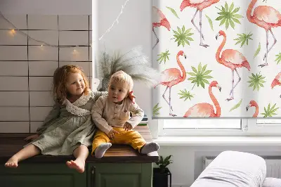 Tekstilno senčilo Flamingo in listi