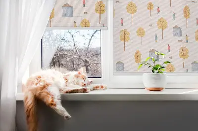 Tekstilno senčilo Hiše med drevesi