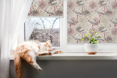 Senčilo za okno Beli flamingi