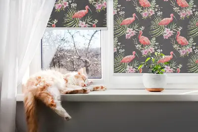 Tekstilno senčilo Flamingi na rastlinah
