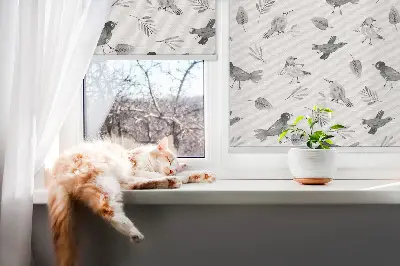Notranje senčilo Narisane ptice in listi