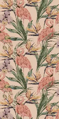 Notranje senčilo za okno Flamingi in rože