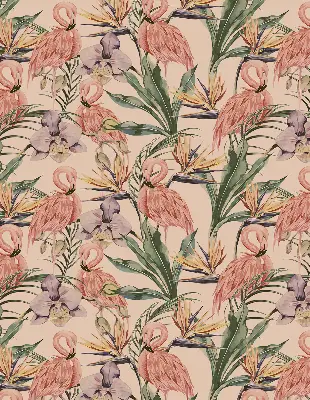 Notranje senčilo za okno Flamingi in rože