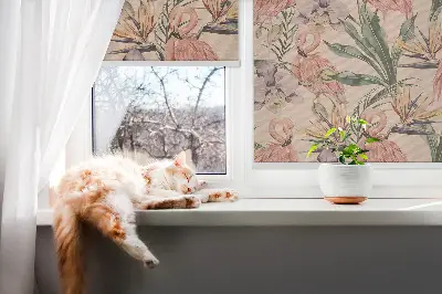 Notranje senčilo za okno Flamingi in rože