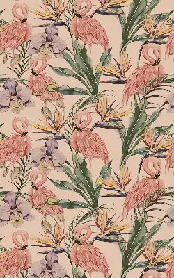 Notranje senčilo za okno Flamingi in rože