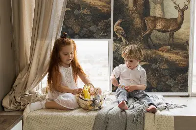 Notranje senčilo za okno Živali v gozdu