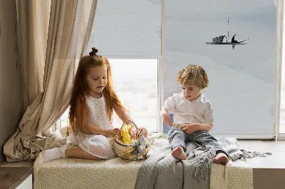 Notranje okensko senčilo Ribič na čolnu
