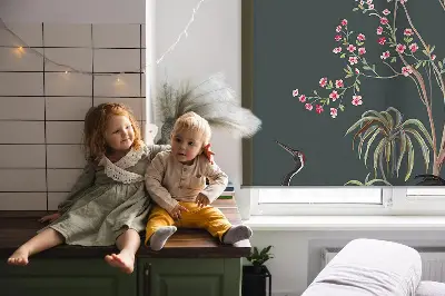 Notranje senčilo za okno Ptice ob rožnem grmu
