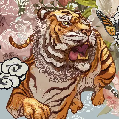 Notranje okensko senčilo Tiger v rožah