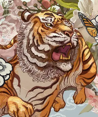 Notranje okensko senčilo Tiger v rožah