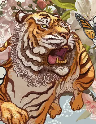 Notranje okensko senčilo Tiger v rožah