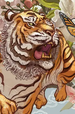 Notranje okensko senčilo Tiger v rožah