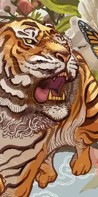 Notranje okensko senčilo Tiger v rožah