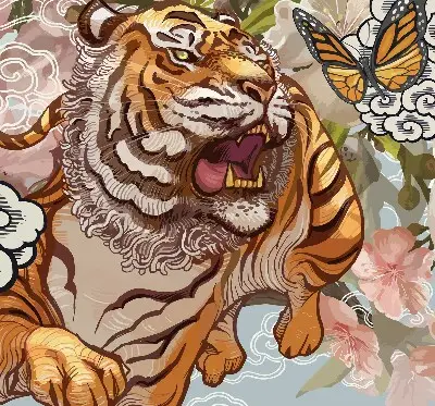Notranje okensko senčilo Tiger v rožah