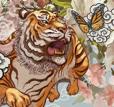 Notranje okensko senčilo Tiger v rožah