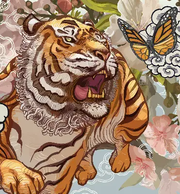 Notranje okensko senčilo Tiger v rožah
