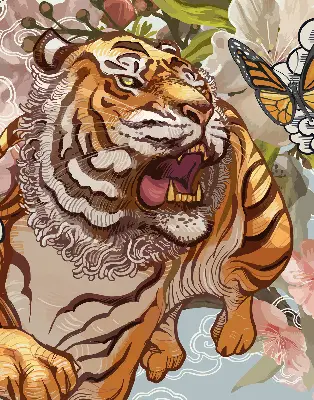 Notranje okensko senčilo Tiger v rožah