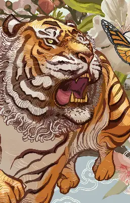 Notranje okensko senčilo Tiger v rožah