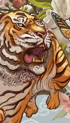 Notranje okensko senčilo Tiger v rožah