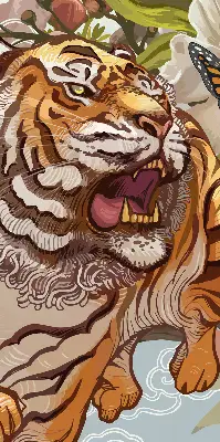 Notranje okensko senčilo Tiger v rožah