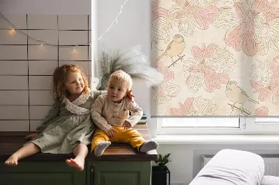 Notranji zatemnilni rolo za okno Ptice med rožami