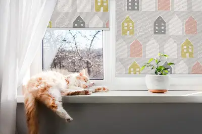 Tkaninski zatemnilni rolo Narisane hiše