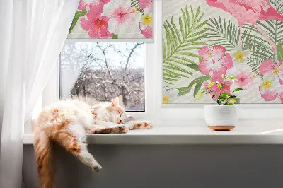 Tkaninski zatemnilni rolo Flamingi ob listih