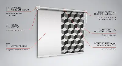 Notranji zatemnilni rolo za okno 3D kocke