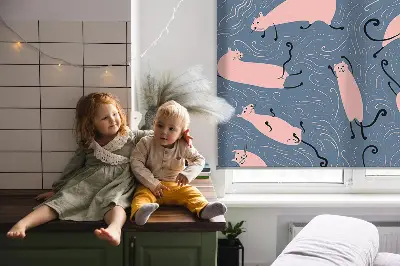 Notranji zatemnilni rolo za okno Rožnate mačke