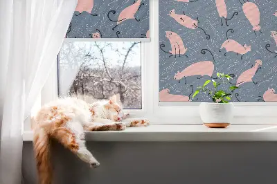 Notranji zatemnilni rolo za okno Rožnate mačke