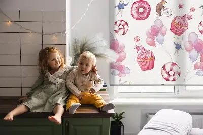 Notranji zatemnilni rolo Rožnati baloni, krofi in zajčki