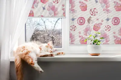 Notranji zatemnilni rolo Rožnati baloni, krofi in zajčki