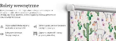 Notranji zatemnilni rolo za okno Lame in kaktusi