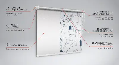 Notranji okenski zatemnilni rolo Narisane hiše