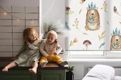 Notranji zatemnilni rolo za okno Medvedki in rastline