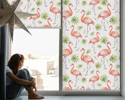 Tkaninski zatemnilni rolo Flamingo in listi