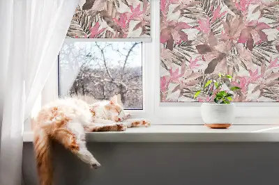 Notranji zatemnilni rolo za okno Rožnate rože