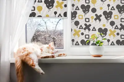 Notranji zatemnilni rolo za okno Črni in rumeni vzorci
