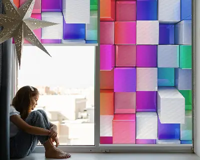 Notranji zatemnilni rolo Barvite 3D kocke