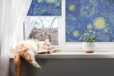 Notranji okenski zatemnilni rolo Poslikana modra slika