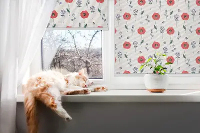 Notranji okenski zatemnilni rolo Makov cvet