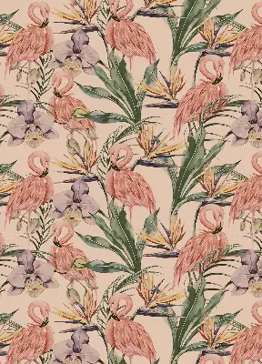Notranji zatemnilni rolo za okno Flamingi in rože