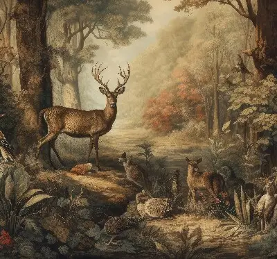 Notranji zatemnilni rolo za okno Živali v gozdu