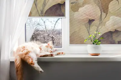 Notranji zatemnilni rolo za okno Rožnate rože