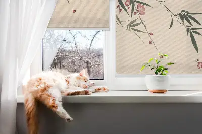 Zatemnilni rolo za okno Češnjev cvet in ptica