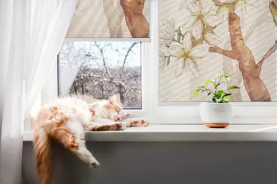 Zatemnilni rolo za okno Ptice na drevesu s cvetjem
